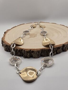 ✨ Mixed Metal Glass Shaker Statement Necklace ✨